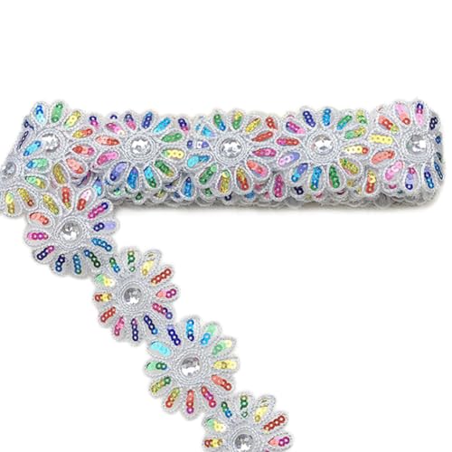Inzegao 4,5 Meter bunte Blumenspitze, 6 cm Pailletten-Spitze zum Aufbügeln, zum Dekorieren von Kleidung, Vorhängen, Zuhause, handgefertigtes Nähen Inzegao 4,5 Meter bunte Blumenspitze, 6 cm Pailletten-Spitze zum Aufbügeln, zum Dekorieren von Kleidung, Vorhängen, Zuhause, handgefertigtes Nähen von Inzegao