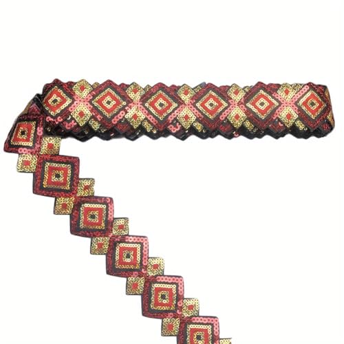 Inzegao 4,5 m bunte Diamant-Form, Pailletten-Bänder, 5 cm, dekorativer Rand für Tanz, ethnische Kleidung Inzegao 4,5 m bunte Diamant-Form, Pailletten-Bänder, 5 cm, dekorativer Rand für Tanz, ethnische Kleidung von Inzegao