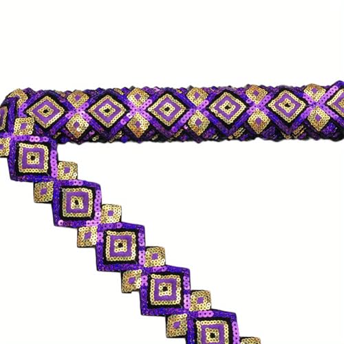 Inzegao 4,5 m bunte Diamant-Form, Pailletten-Bänder, 5 cm, dekorativer Rand für Tanz, ethnische Kleidung Inzegao 4,5 m bunte Diamant-Form, Pailletten-Bänder, 5 cm, dekorativer Rand für Tanz, ethnische Kleidung von Inzegao
