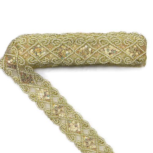 Inzegao 9,1 m goldener Pailletten-Spitzenbesatz, 6 cm, handgenäht, dekorativ, DIY, Kleidung, Vorhang, Stickerei, Netz-Spitze Inzegao 9,1 m goldener Pailletten-Spitzenbesatz, 6 cm, handgenäht, dekorativ, DIY, Kleidung, Vorhang, Stickerei, Netz-Spitze von Inzegao