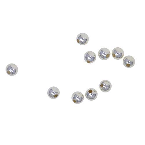 Inzopo 10 Stück echte 925er-Sterlingsilber, nahtlose, runde Kugelperlen, Abstandshalter-Perlen für Schmuckherstellung, 3 mm/4 mm/5 mm/6 mm zur Auswahl, 4 mm (1,2 mm Loch), 4 mm (1,2 mm Loch) von Inzopo