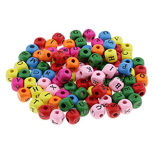 100 Stück Perlen Würfel Alphabet aus Holz Buchstaben Schmuck Herstellung 10 mm – Weiß von Inzopo