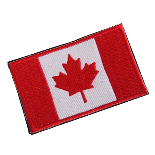 Inzopo 1 x Kanada-Ahornblatt-Flagge, bestickter Aufnäher, kein Nähen, 8 x 5 cm. von Inzopo