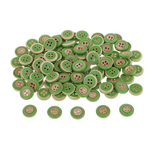 Inzopo 100 runde Holzknöpfe mit 4 Löchern, 15 mm, für Kartenherstellung, Nähzubehör – grün, 1,5 cm grün von Inzopo