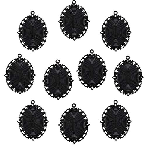 Inzopo Charm-Anhänger im Vintage-Stil, Kamee-Cabochon-Fassung, 40 x 30 mm, Schwarz, 30 x 40 mm, 10 Stück Inzopo Charm-Anhänger im Vintage-Stil, Kamee-Cabochon-Fassung, 40 x 30 mm, Schwarz, 30 x 40 mm, 10 Stück von Inzopo