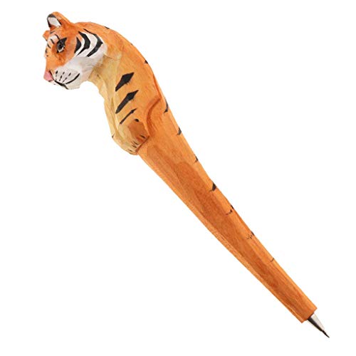 Inzopo Handgefertigter niedlicher natürlicher Holzschnitzerei-Kugelschreiber, Geschenkstift, Naturholz, Tiger, 18 x 4 x 2,5 cm Inzopo Handgefertigter niedlicher natürlicher Holzschnitzerei-Kugelschreiber, Geschenkstift, Naturholz, Tiger, 18 x 4 x 2,5 cm von Inzopo