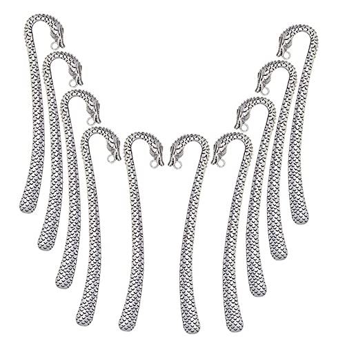 Inzopo Silberne Metall-Lesezeichen mit Drachen, Vintage-Lesezeichen mit Haken, Charm-Anhänger zum Basteln, Schmuckherstellungszubehör Inzopo Silberne Metall-Lesezeichen mit Drachen, Vintage-Lesezeichen mit Haken, Charm-Anhänger zum Basteln, Schmuckherstellungszubehör von Homry