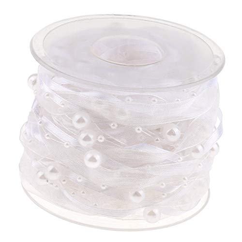 Inzopo Organzaband Perlenband Satinband Borte für Hochzeit DIY Basteln 20 mm 10 m Polyester Weiß One Size von Inzopo