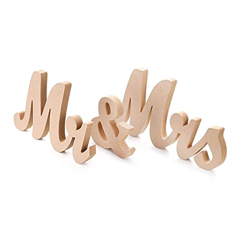 Mr and Mrs Schild aus natürlichem Holz, für Hochzeiten, als Dekoration für Hochzeiten und Fotos von Inzopo