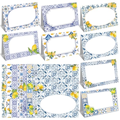 Ioffersuper Capri-Zitronen-Tischkarten, blaue Fliese, Tisch-Namensetiketten, gelbe Zitrone, Zeltkarten, Lebensmitteletiketten für Hochzeit, Brautparty, Tischdekoration, 64 Stück Ioffersuper Capri-Zitronen-Tischkarten, blaue Fliese, Tisch-Namensetiketten, gelbe Zitrone, Zeltkarten, Lebensmitteletiketten für Hochzeit, Brautparty, Tischdekoration, 64 Stück von Ioffersuper