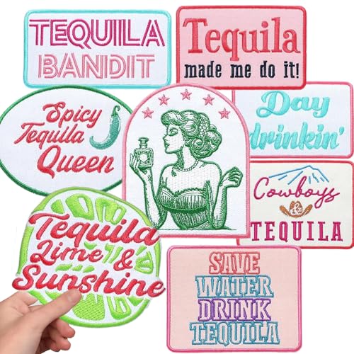 Trucker-Hut-Flicken, lustig, cool, Vintage, Tequila, Trinken, bestickt, zum Aufbügeln, für Wärmepresse, Kleidung, Jeans, Bar, Party, DIY-Zubehör Trucker-Hut-Flicken, lustig, cool, Vintage, Tequila, Trinken, bestickt, zum Aufbügeln, für Wärmepresse, Kleidung, Jeans, Bar, Party, DIY-Zubehör von Ioomnhlo