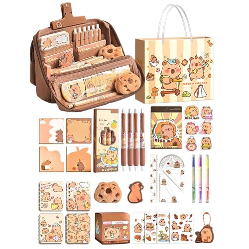Capybara School Supplies Capybara Crayer Souching Cute Stationery | Haftnotizen, Aufkleber, Stifttasche, Führungskräfte für Elementare, Colleges, Preise und Geburtstagsgeschenk, 1 Capybara School Supplies Capybara Crayer Souching Cute Stationery | Haftnotizen, Aufkleber, Stifttasche, Führungskräfte für Elementare, Colleges, Preise und Geburtstagsgeschenk, 1 von Iouyjiu