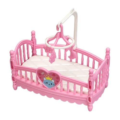 Doll House Bedroom Furniture, Cartoon Simulation Doll Furniture Set, Miniatur Play Ornaments for Kids Room Decor, Family Role Play, Nursery Decoration, Photography Props, 12,5 x 7,3 x 11 cm Pink, Weiß von Iouyjiu