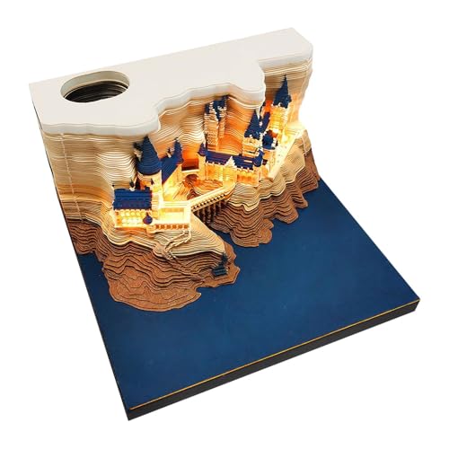 Iouyjiu 3D Kalender - 2026 Kunstkalender 3D - Papiergravur Kunst Notizblock Planer mit LED Licht für Reisen Schule Zuhause Schlafzimmer Weihnachten Festtage Familie Studenten von Iouyjiu