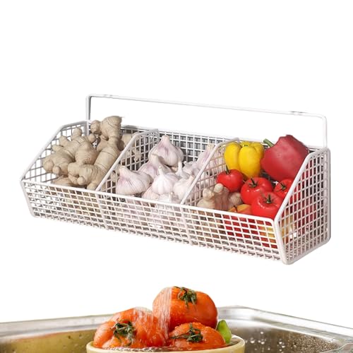 Wand-Basket, 3 Fächer, Wandmontage, platzsparend, mit langlebigem Netzstoff, multifunktionaler Aufbewahrungsbehälter für Zwiebeln, Zwergspitzen, Küchen und Pfannen, 36 x 14 x 15 cm, Schwarz Weiß Wand-Basket, 3 Fächer, Wandmontage, platzsparend, mit langlebigem Netzstoff, multifunktionaler Aufbewahrungsbehälter für Zwiebeln, Zwergspitzen, Küchen und Pfannen, 36 x 14 x 15 cm, Schwarz Weiß von Iouyjiu