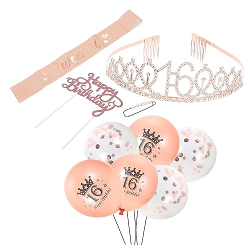 1Satz Krone für Geburtstagsfeiern Teiliges Roségold Ballon Dekorationsset mit Geburtstagsflügeln und Design für Festliche von Ipetboom