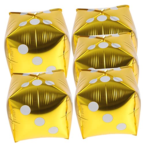 5 Stück Würfelballons aus Aluminiumfolie Thema Partydekoration für Spieleabende und Feierlichkeiten von Ipetboom