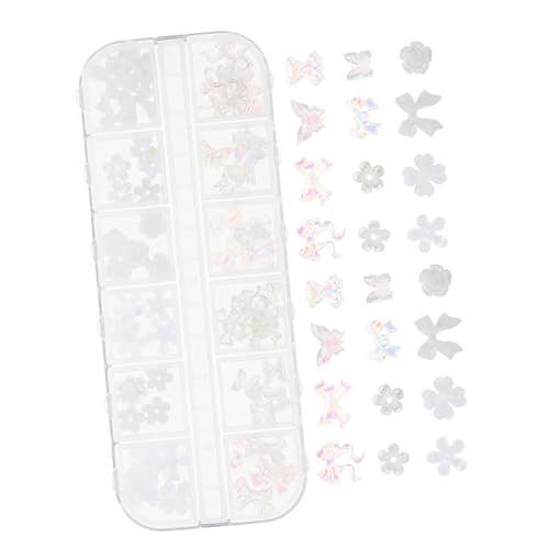 Ipetboom 1 Karton Teiliges Nageldekor mit Kleinen Weißen Blumen Farblich Changierende Harz Nail Art Charms Einfach Anzubringen für DIY Nail Art und Kreative Nagelgestaltung für Mädchen und von Ipetboom