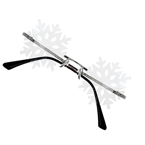 Ipetboom 1 Paar Weihnachtsgläser Schneeflockengläser Rahmenlose Brillen faschingsbrille karnevalsbrille Rahmenlose Schneeflocken-Brille personalisierte Brillen Metall Weiß von Ipetboom