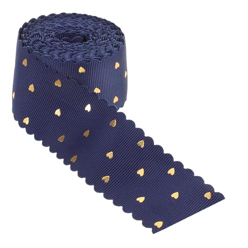 Ipetboom 1 Rolle Herzband Mit Goldfolie, 4,5 M, Gewelltes Spitzenrand-design Für Hochzeitssträuße, Partydekorationen, DIY Und Geschenkverpackungen, Dunkelblau von Ipetboom
