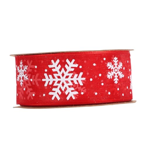 Ipetboom 1 Rolle Weihnachtsschneeflake -Band Dekorationen Party Weihnachten Elch Spitze wickeln Schneeflockenbänder Verpackungsband für Urlaubsdekoration Geschenkband Polyester rot von Ipetboom
