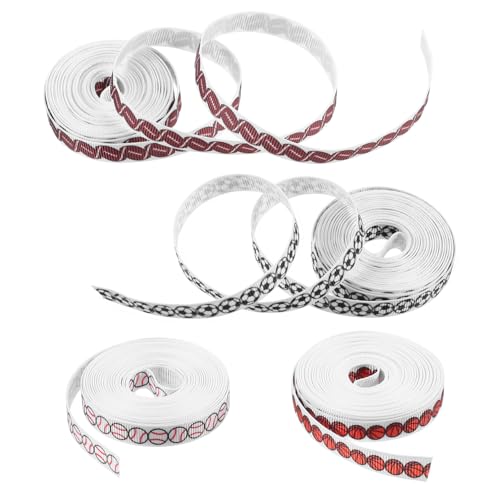 Ipetboom 1 Satz Basketball-fußball-geschenkband Kugelband Für Schleife Fußball-bedrucktes Band Basteln Sport Heiraten Softballband Ripsband Zubehör Baseballbogen Rugbyband Polyester 4rolls von Ipetboom