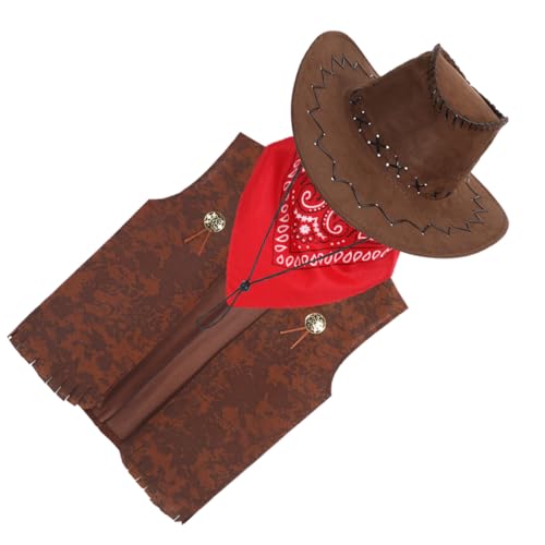 Ipetboom 1 Satz Cowboy Kostüm Set für Teiliges Outfit mit Weste Halstuch und Hut Geeignet für Western Mottopartys Fördert Kreatives Spiel und Soziale Interaktion Ipetboom 1 Satz Cowboy Kostüm Set für Teiliges Outfit mit Weste Halstuch und Hut Geeignet für Western Mottopartys Fördert Kreatives Spiel und Soziale Interaktion von Ipetboom