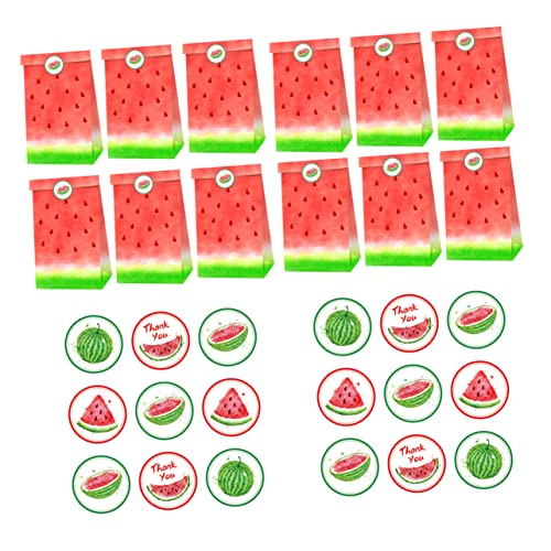 Ipetboom 1 Satz Hawaiian Party Candy Bags Wassermelonenmuster Papiertüten für Geburtstagsgeschenke Leichte Faltbare und Lebensmittelechte Aufbewahrungstaschen für Sommerfeiern und Süße von Ipetboom