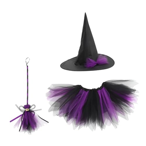 Ipetboom 1 Satz Hexen Kostüm für Teiliges Set für Halloween Karneval und Rollenspiele Bestehend aus Schwarzem und Zubehör für Geburtstag und Festliche Anlässe von Ipetboom