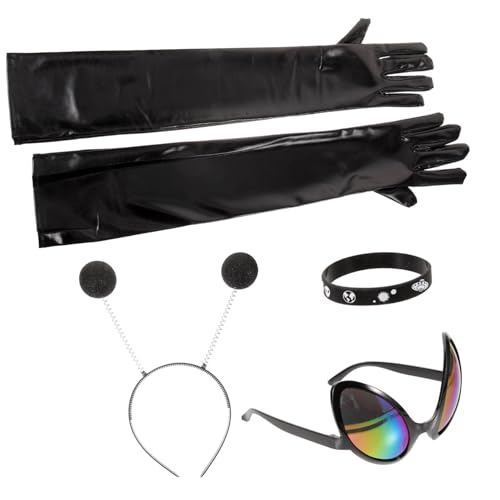 Ipetboom 1 Satz Partykleidung außerirdische Brille und Stirnband Blau außerirdische Antenne Neon-Partyzubehör Männer für wiederverwendbare Alien-Stirnbänder Alien Party Handschuhe Plastik von Ipetboom