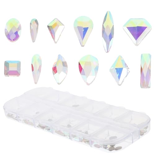 Ipetboom 1 Schachtel DIY Nageldesign Strasssteine Fächer Flache Glitzersteine Nagelkunst Zubehör für Nail Salon und Heimdekoration Vielseitige Schmucksteine für Nägel Handy und von Ipetboom