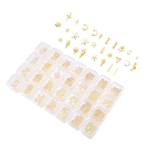 Ipetboom 1 Schachtel Fächer Nageldekorationen mit Sternen Monden Perlen und Stahlkugeln Glänzende Nail Art Ornamente für Damen Langlebig Sicher für Partys und Festliche Anlässe von Ipetboom