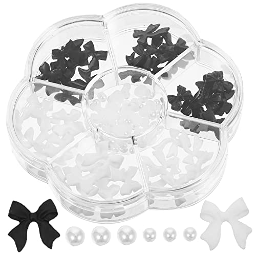 Ipetboom 1 Schachtel Nagelkunst Dekoration mit Perlen und Schleifen Fächer Mix Nail Art Charms für Maniküre DIY Bunte Strasssteine und Zarte Blüten für Stilvolle Fingernägel von Ipetboom