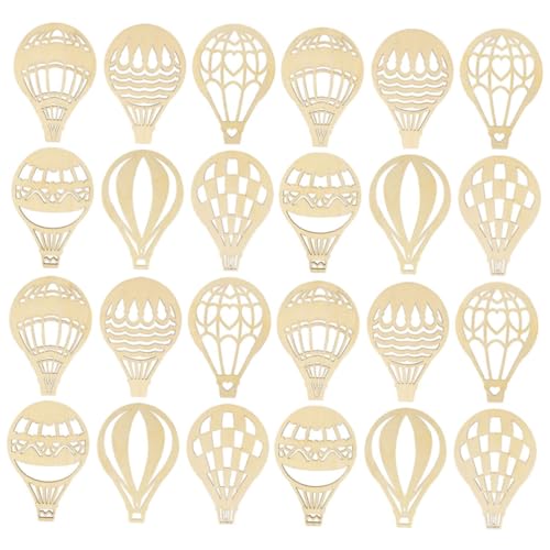 Ipetboom 10 Satz Heißluftballon Holzscheiben zum Bemalen DIY Bastelholz Rohlinge Langlebige Holzornamente für Kreative Wanddekoration Naturbelassen für Kinderzimmer und Wohnzimmer von Ipetboom