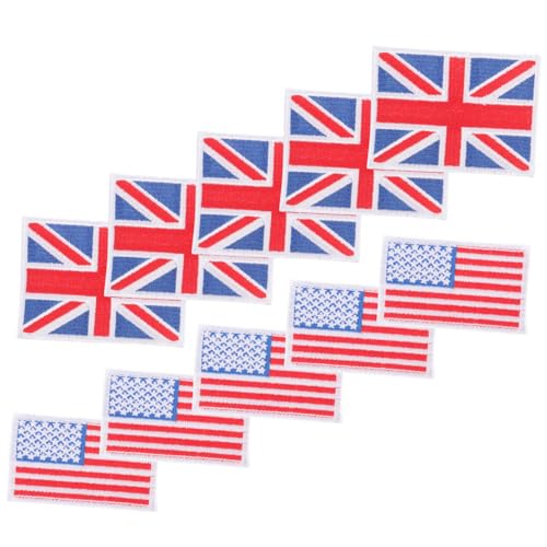Ipetboom 10 Stück Gestickte Stoffabzeichen kleine Flecken Flagge Aufnäher für Hemden bestickt Vereinigte Staaten Patches Eisen auf Flecken für Kleidung Bügelflicken für Kleidung Polyester von Ipetboom