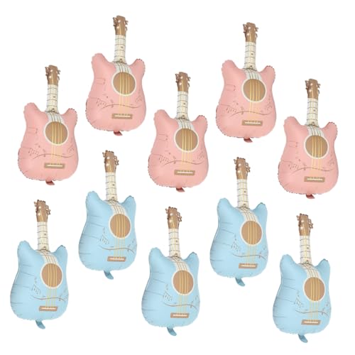 Ipetboom 10 Stück Gitarrenform Matte Ballons aus Aluminiumfolie Wiederverwendbare Partydeko für Musik Events Leicht Aufzublasen Vielseitig für Geburtstage und Festivals Indoor Outdoor von Ipetboom