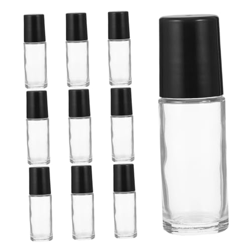 Ipetboom 10 Stück Roller Flaschen mit Schwarzem Deckel Leere Nachfüll Fläschchen für Ätherische Öle Massageöle Duftöle Mattierte Oberfläche für Rutschfesten für Reisen und Alltag von Ipetboom