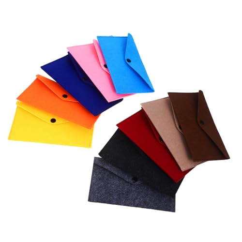 Ipetboom 10 Stück Teiliges Filztaschen mit Druckknopf Verschluss Vielseitige Filztasche für Handy Bargeld Kopfhörer Ladekabel und Kleinteile Kompakt Kratzfest Bunte Aufbewahrungstasche für von Ipetboom