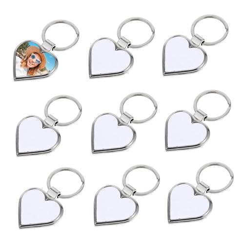 Ipetboom 10 Stück Teiliges Herzform Metall Schlüsselanhänger Sublimationsfähig Blanko Diy Schlüsselring Leicht Rostfrei Langlebig Personalisierbar für Kreative Geschenkideen und von Ipetboom
