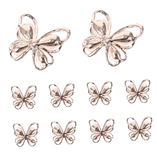 Ipetboom 10 Stück Teiliges Nagel mit Schmetterling Fingernagel Patches Roségoldfarbene Katzenaugen Manicure Dekoration für Mädchen Einfach Anzubringen Strass Verziert DIY Nagelkunst von Ipetboom