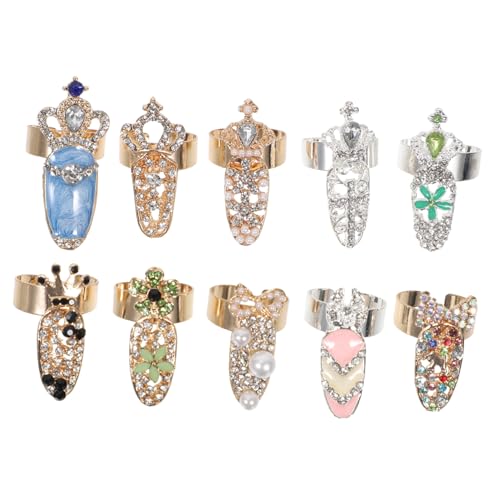 Ipetboom 10 Stück Teiliges Offener Strass Gelenkringe Damen Modisch Langlebig Legierungs Fingerschmuck für Party Club Alltag von Ipetboom