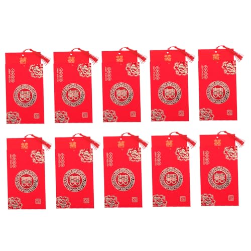 Ipetboom 10 Stück Teiliges Set Chinesischer Hochzeitseinladungen aus Umweltfreundlichem Papier Romantisches Design mit Filigranen Mustern Stabile Verarbeitung Rote und Goldene Farbgebung von Ipetboom