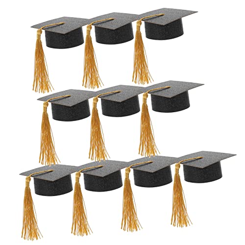 Ipetboom 10 Stück Teiliges Set Mini Doktorhut mit Quaste Weinbecher Abdeckungen Abschlussfeier Dekorationen für Graduierte Party Zubehör und Festliche Tischgestaltung von Ipetboom