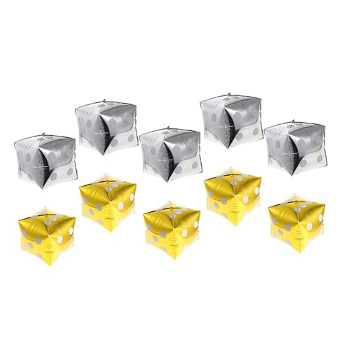 Ipetboom 10 Stück Teiliges Würfel Folienballons Jumbo Aluminium Deko Gold Silber Wiederverwendbar Metallisch Glänzend für Themenpartys Hochzeit Fotorequisiten Fenster und Wanddeko von Ipetboom