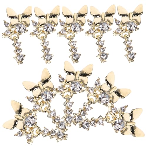 Ipetboom 10 Teiliges Butterfly Nail Charms Kleine Nagel Charms für DIY Nail Art Leichte Dekorative Schmetterlings designs Glänzend und Elegant für Mädchen und Maniküre von Ipetboom