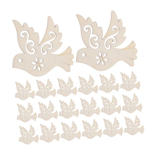 Ipetboom 100 Stück Holzvogelanhänger Weihnachtsornament Taubenornament Taubenvogel Basteln Holztaubenausschnitte Holzfriedenstaubenscheiben Holzvogelausschnitte Unbehandeltes von Ipetboom