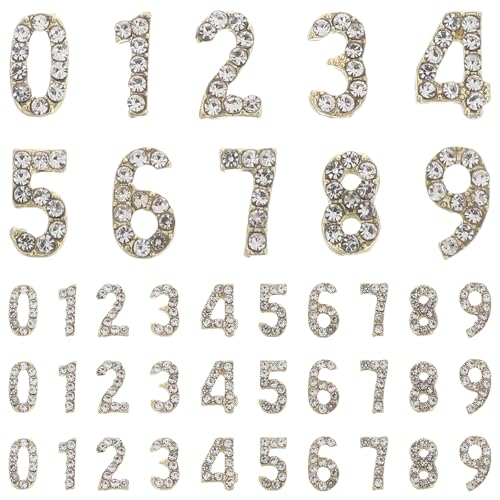 Ipetboom 100 Stück Nagel-Charms: Strass-Zahlen-Maniküre-Dekorationen – Glänzende flache Rückseite, Maniküre-Edelsteine, Schmuckverzierungen für Nagelkunst von Ipetboom