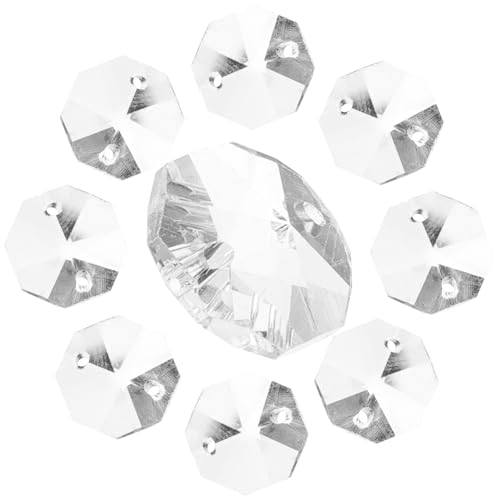 Ipetboom 100 Stück Transparente Doppellochige für Vorhang Deko Oktogonale Glasperlen Klare Beaded Curtain Charms Vielseitig für Tür und Wohnraumgestaltung von Ipetboom