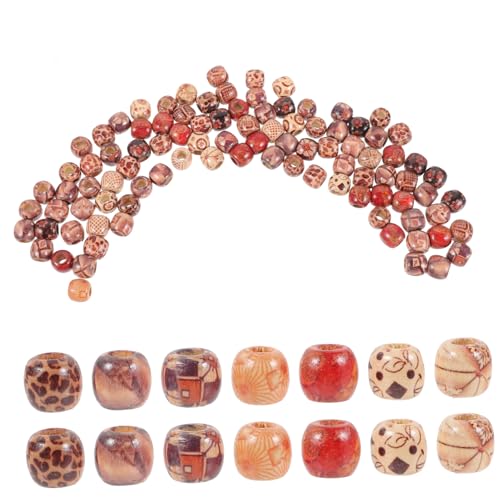 Ipetboom 100Stücke Holzperlen für Haarschmuck Dreadlock Zubehör und Zopf Dekoration Haarperlen für Frauen und Diy Schmuckprojekte Makramee Beads Bunten Farben von Ipetboom
