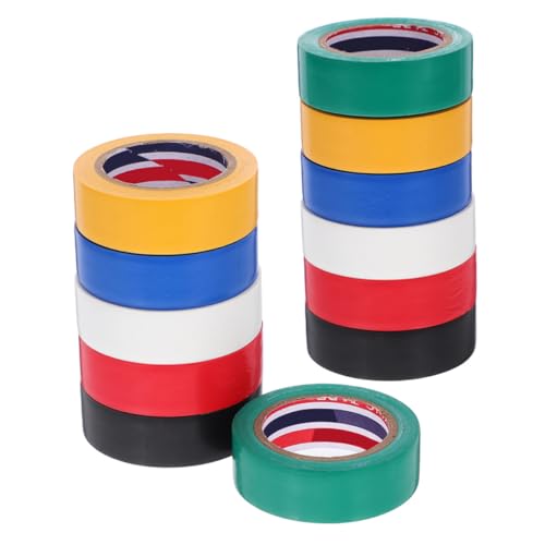 Ipetboom 12 Rollen Bunte Isolierbänder PVC Klebeband für Kabelbündelung Markierung und Schutz Hochtemperaturbeständig Farben für Zuhause und von Ipetboom